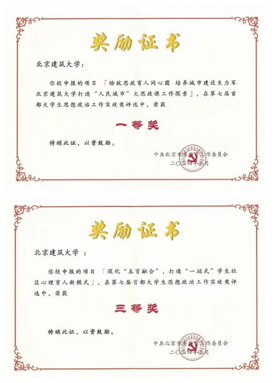 喜讯！首都大学生思想政治工作实效奖，北建大+2