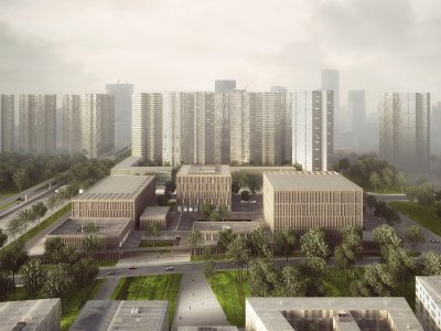 深圳龙华美术馆、图书馆竞赛方案之一