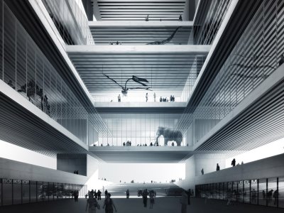 柏林自然科学博物馆竞赛方案：“漂浮”的方体，德国